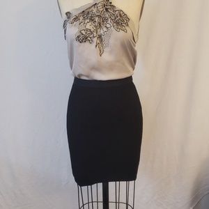 Black fitted pencil skirt